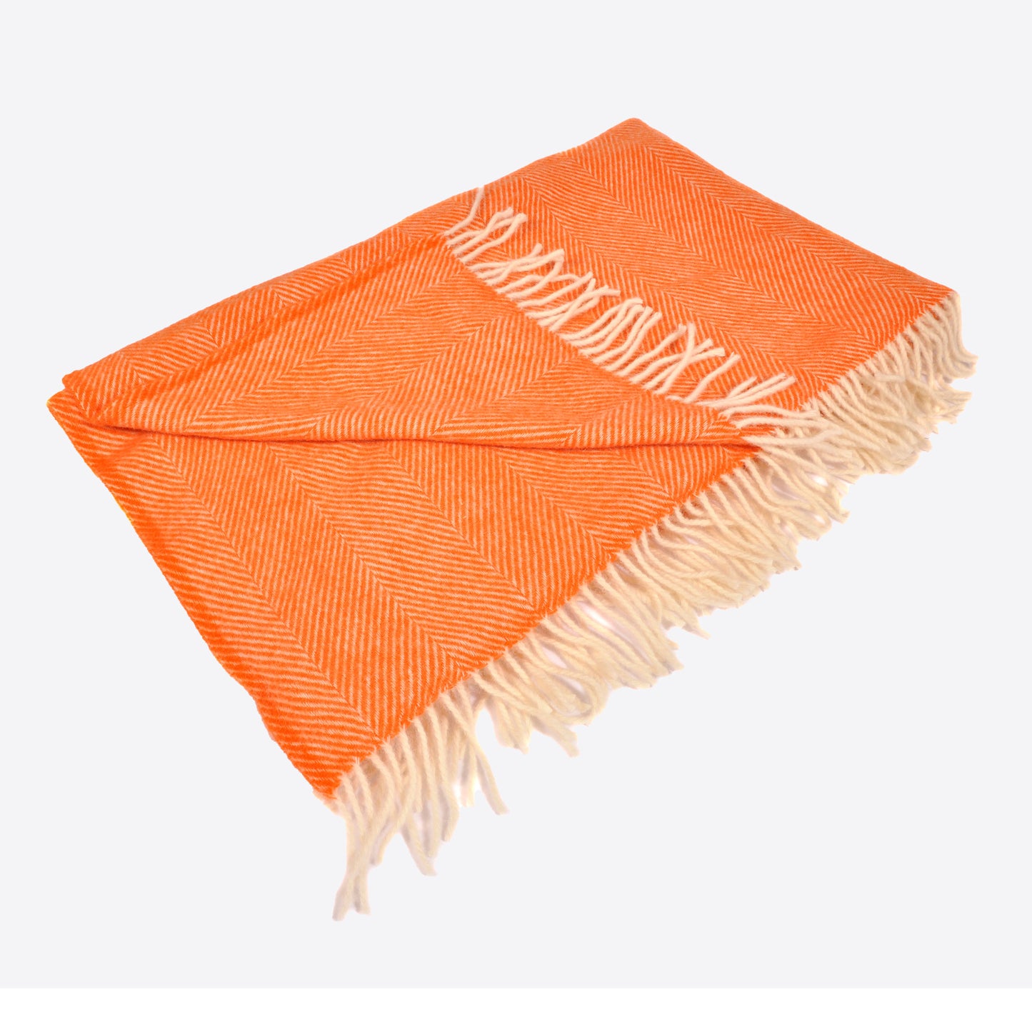 Orange and White Wool Throw Not specified