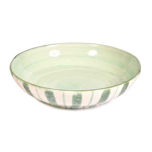 Mint Green Striped Salad Bowl Joanna Wood Shop