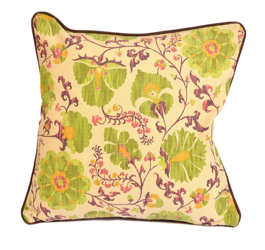 Lewis & Wood Zarafshan Lime Damson Cushion with Suede Back Joanna Wood Shop