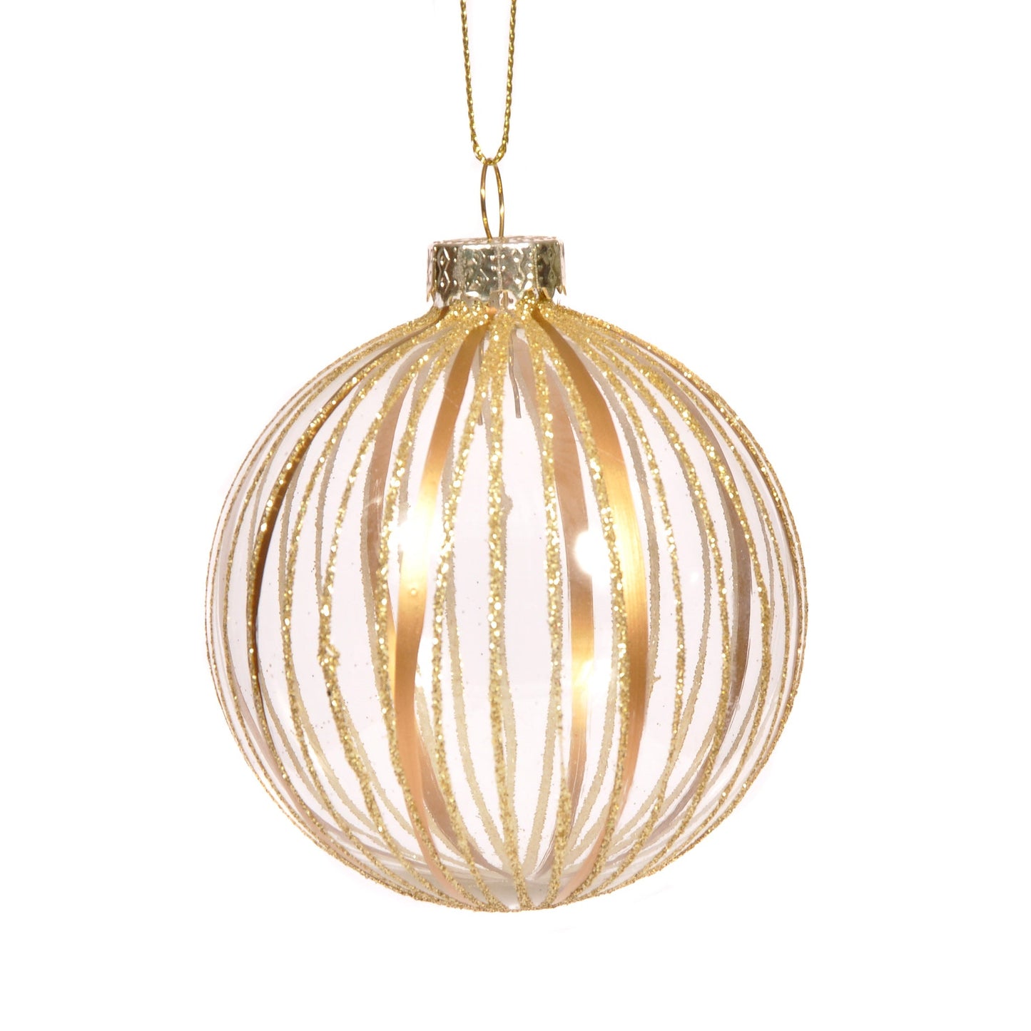 Clear Glass Ball with Gold Stripes Not specified