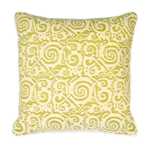 Green Maori Fortuny Fabric Cushion Not specified