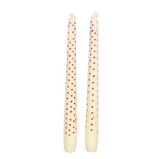 Pair of Hand Painted Love Hearts Candles Not specified