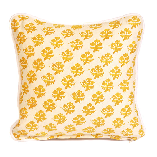 Yellow Persiano Fortuny Fabric Small Square Cushion Joanna Wood Shop
