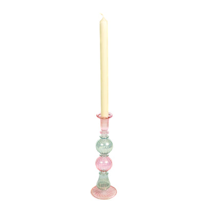 Light Pink/Green Mouthblown Candlestick Joanna Wood Shop