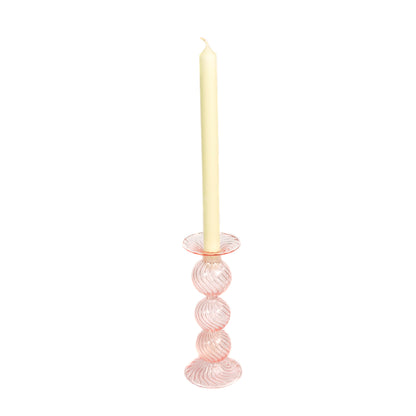 Swirl Pink Mouthblown Candlestick Not specified