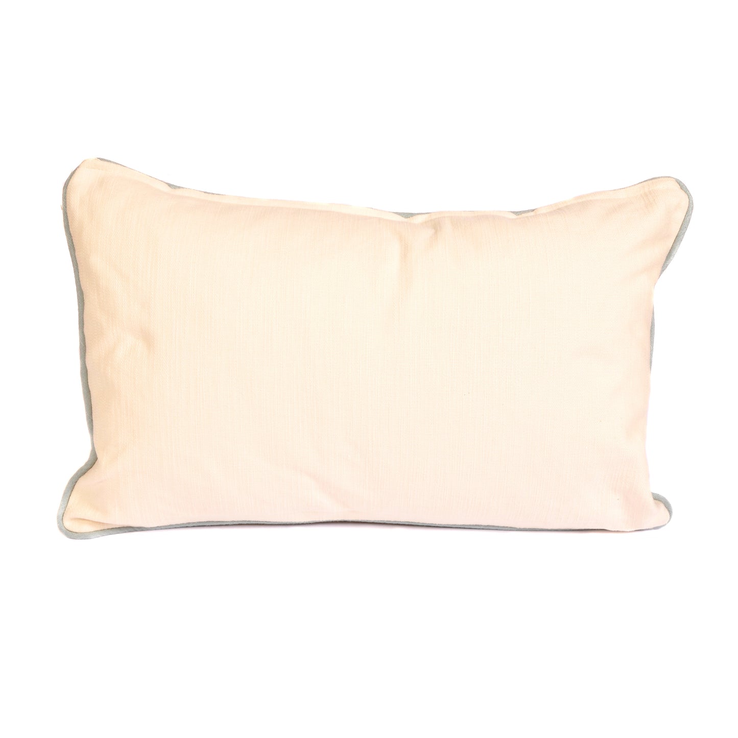 Cappuccino Floral Cushion with Blue Linen Piping Joanna Wood Shop