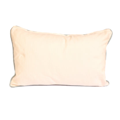 Cappuccino Floral Cushion with Blue Linen Piping Joanna Wood Shop