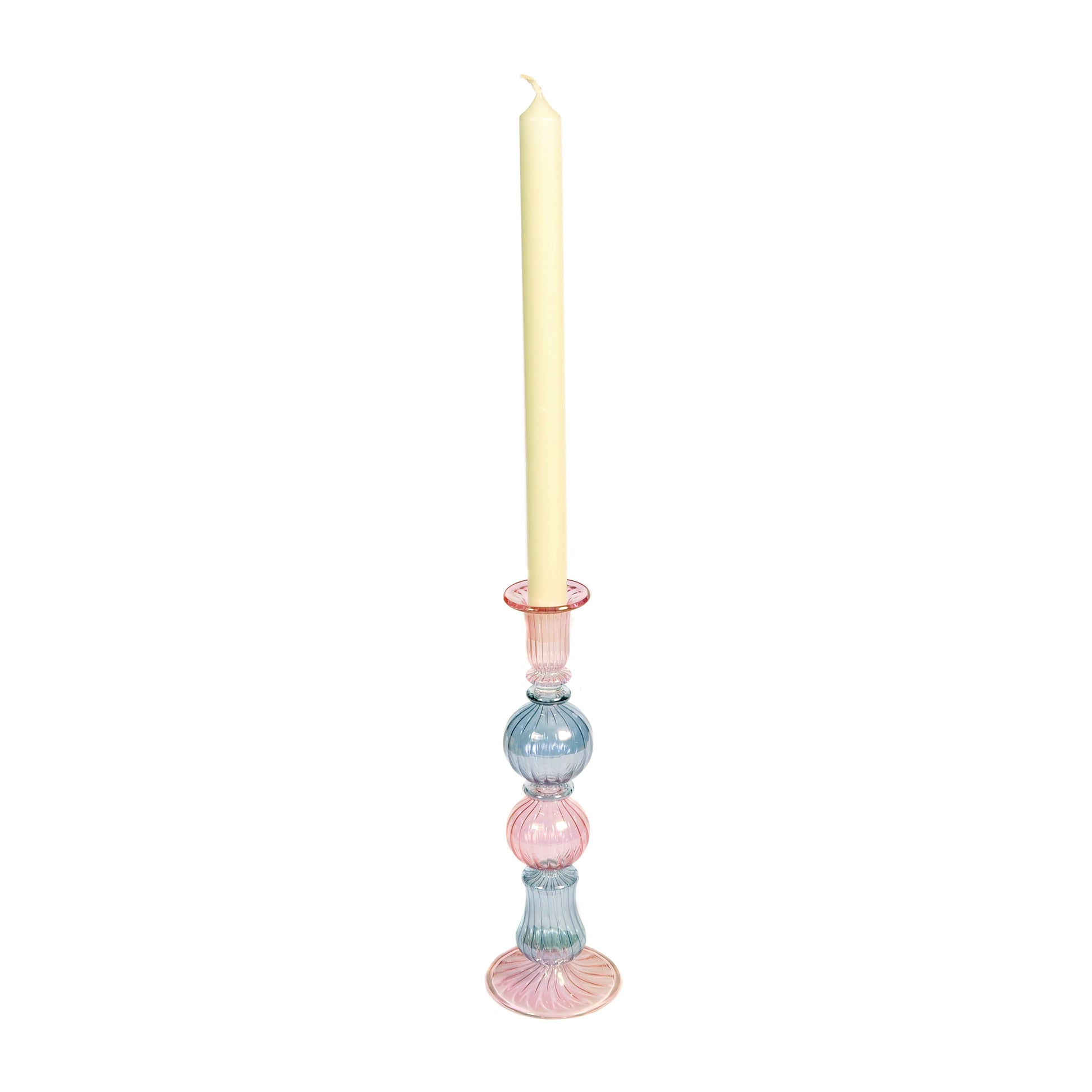 Light Pink/Blue Mouthblown Candlestick Joanna Wood Shop