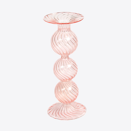 Swirl Pink Mouthblown Candlestick Not specified