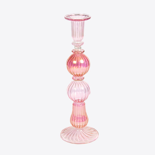 Mixed Pinks Mouthblown Candlestick Not specified