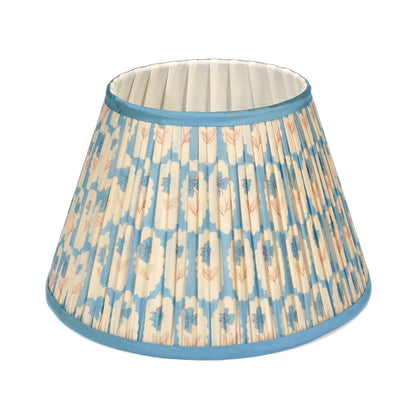 Blue Floral Pleated Lampshade with Blue Silk Trim Small Not specified