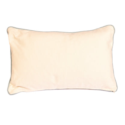 Mocha Floral Cushion with Blue Linen Piping Joanna Wood Shop