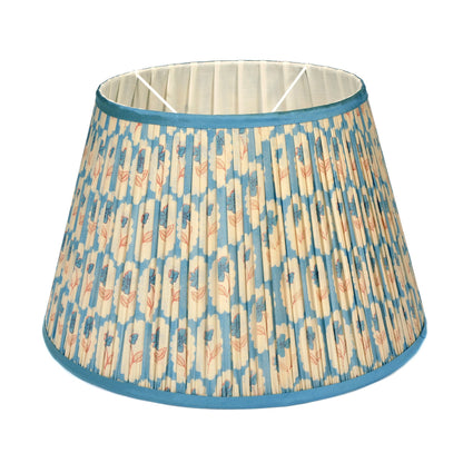 Blue Floral Pleated Lampshade with Blue Silk Trim Large Not specified