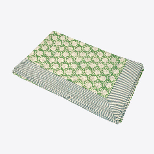 Green Flower Tablecloth with Blue Striped Border 150x240 Not specified