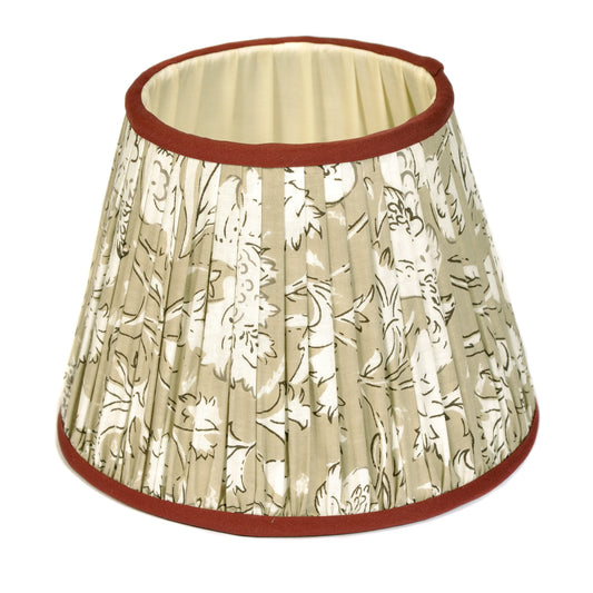 Taupe Floral Shade with Red Silk Trim 20cm Not specified