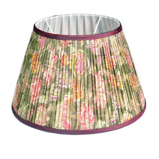 Sage Green Floral Lampshade with Burgundy Trim 36cm Not specified
