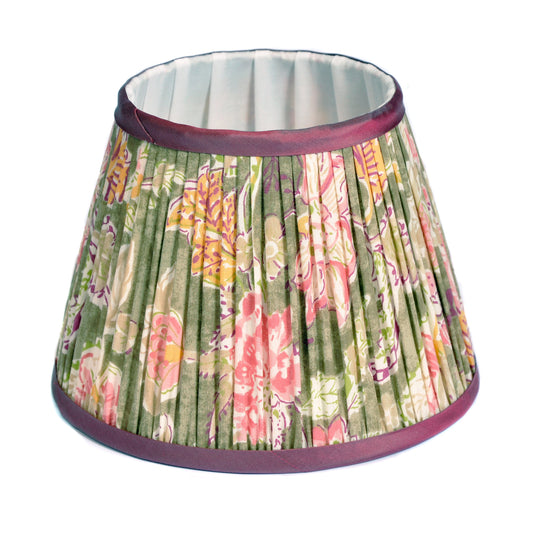 Sage Green Floral Lampshade with Burgundy Trim 20cm Not specified