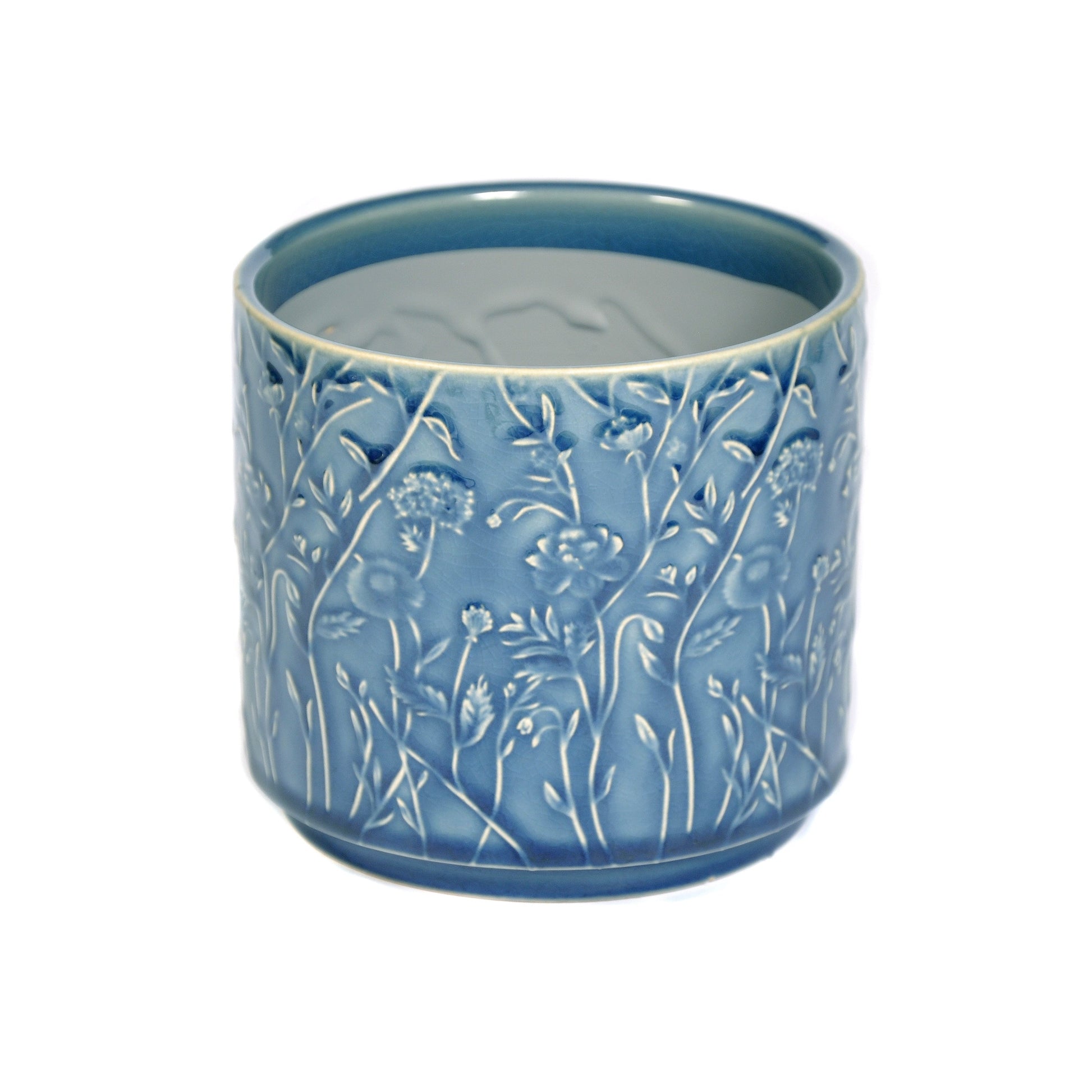 Navy Floral Ceramic Planter Small Not specified