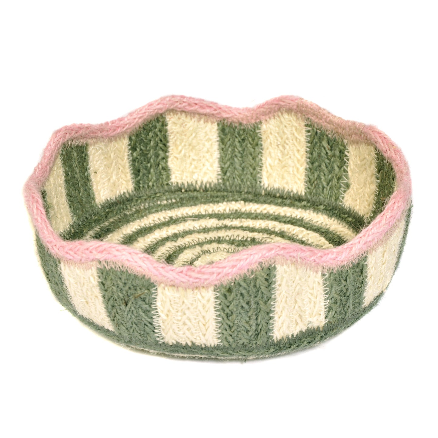 Olive and Ivory Striped Mini Basket Joanna Wood Shop