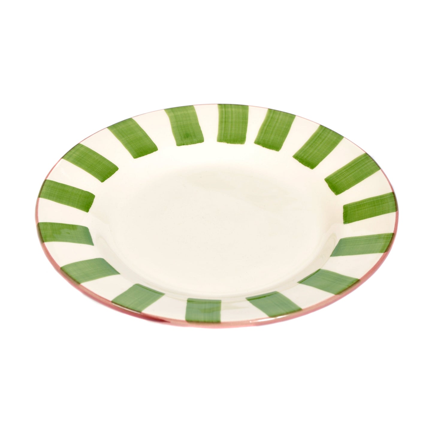 Green Striped Edge Dessert Plate Not specified