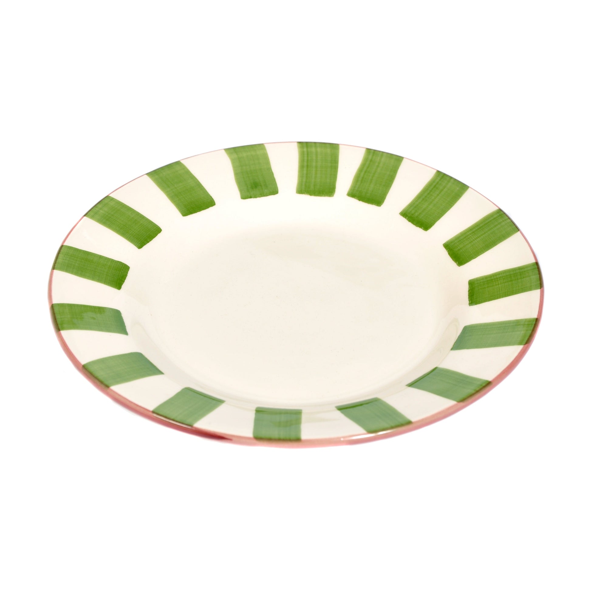 Green Striped Edge Dessert Plate Not specified
