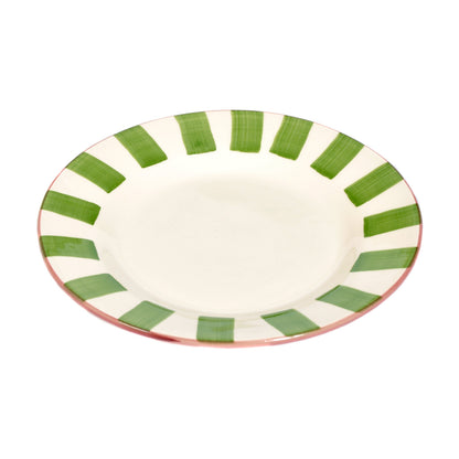 Green Striped Edge Dessert Plate Not specified