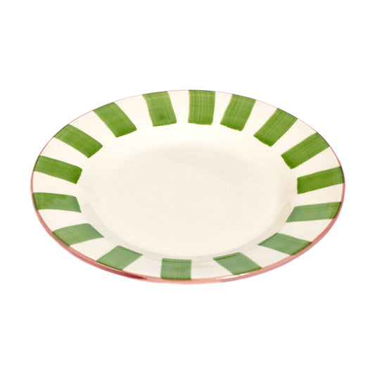 Green Striped Edge Dessert Plate Not specified
