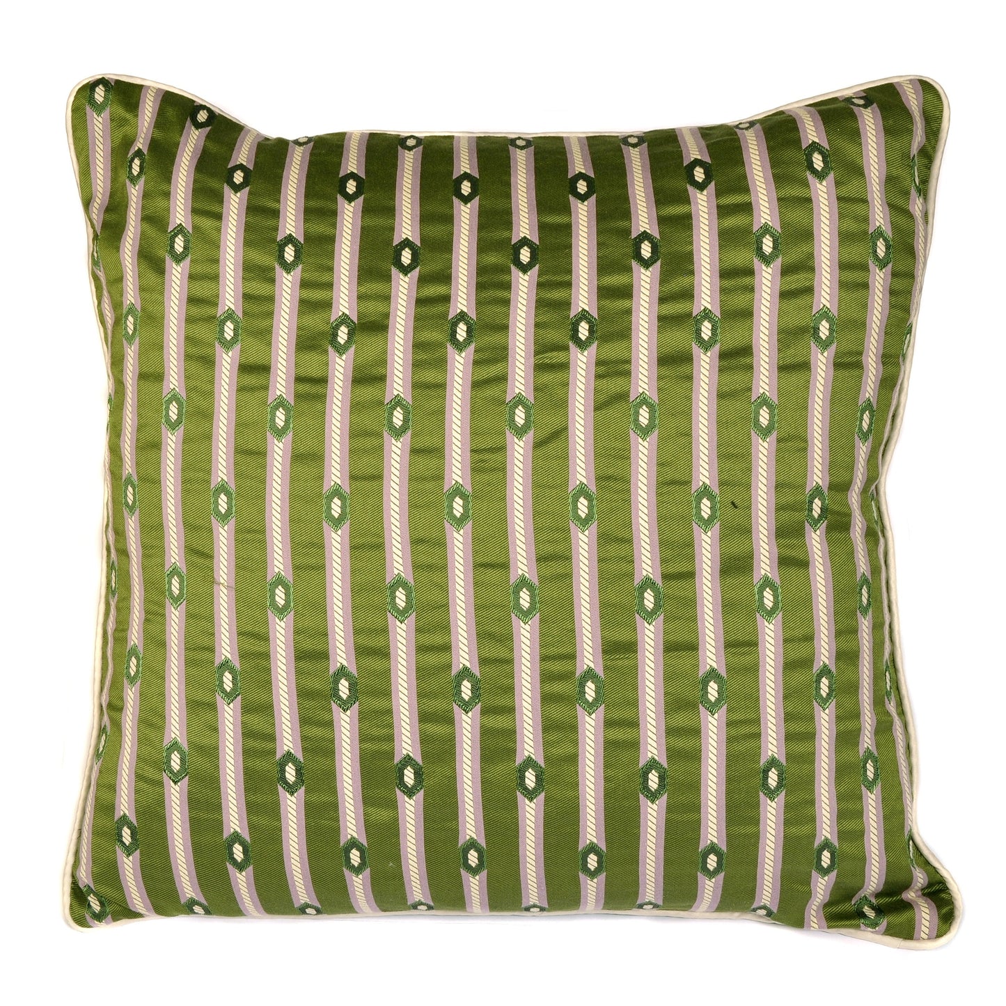 Diamond Stripe Olive Square Cushion Not specified