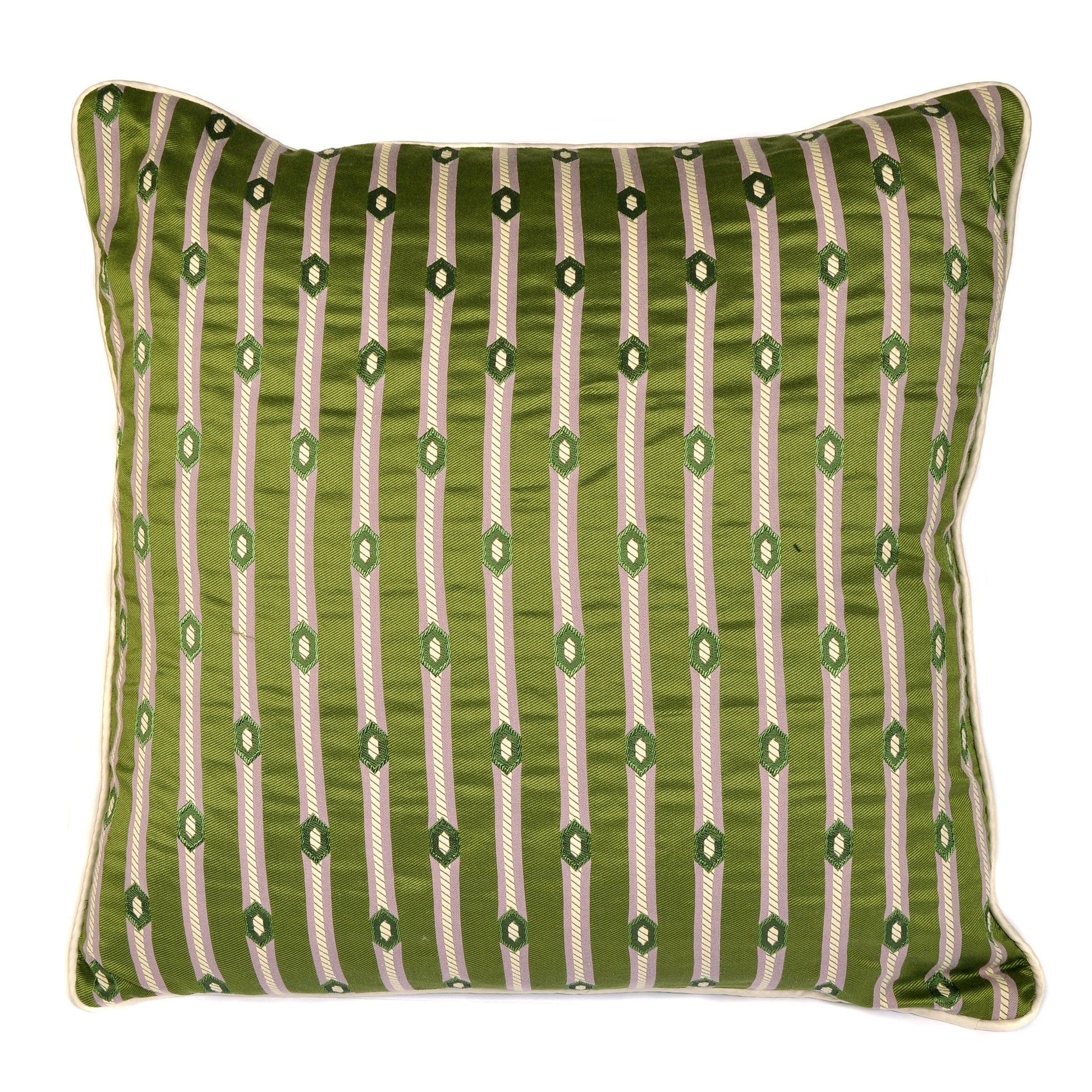Diamond Stripe Olive Square Cushion Not specified