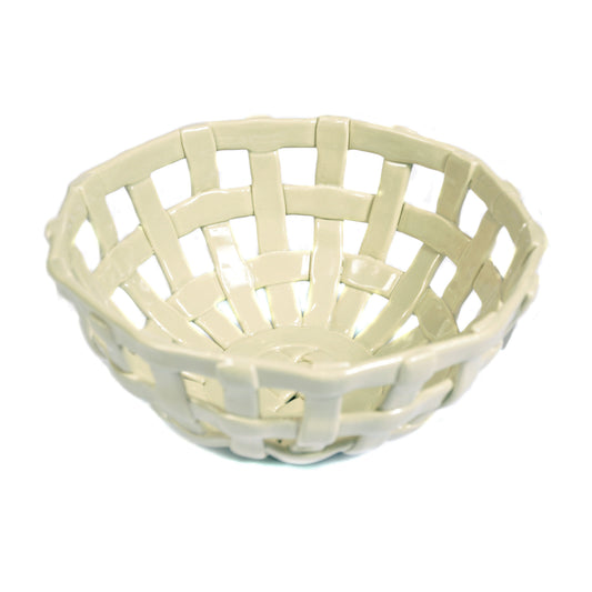 Ivory Ceramic Woven Basket Not specified