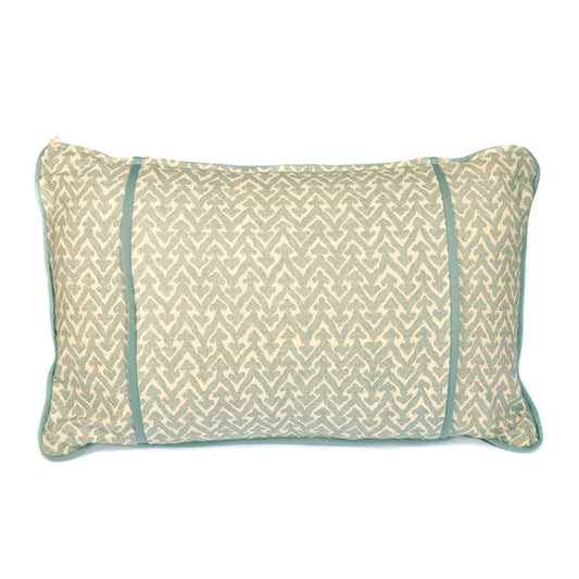 Blue Grey Fermoie Fabric Rectangle Cushion with Piping Trim