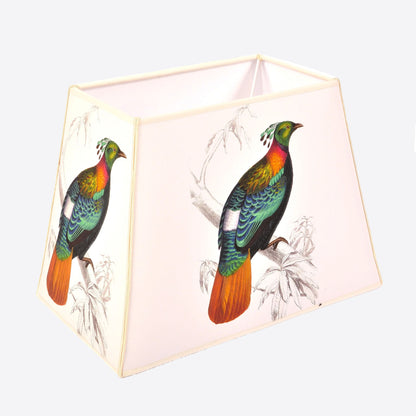 Rectangle lampshade with colour exotic bird printed on