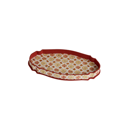 Rust Floral Block Print Paper and Fabric Tray Not specified