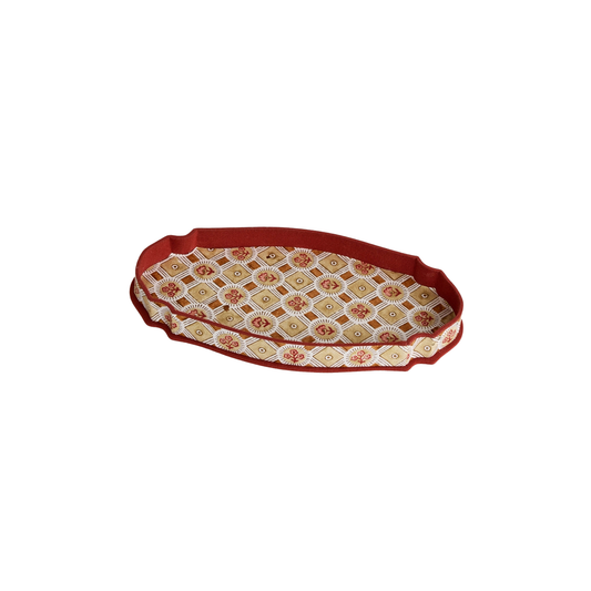 Rust Floral Block Print Paper and Fabric Tray Not specified