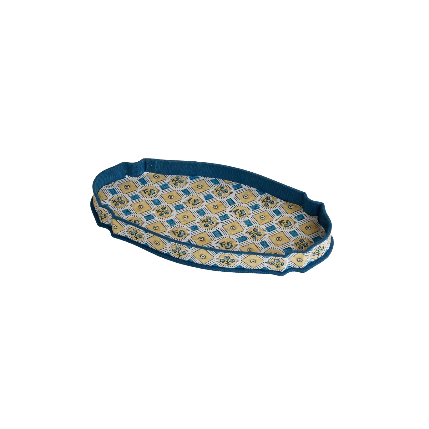 Blue Floral Block Print Paper and Fabric Tray Not specified