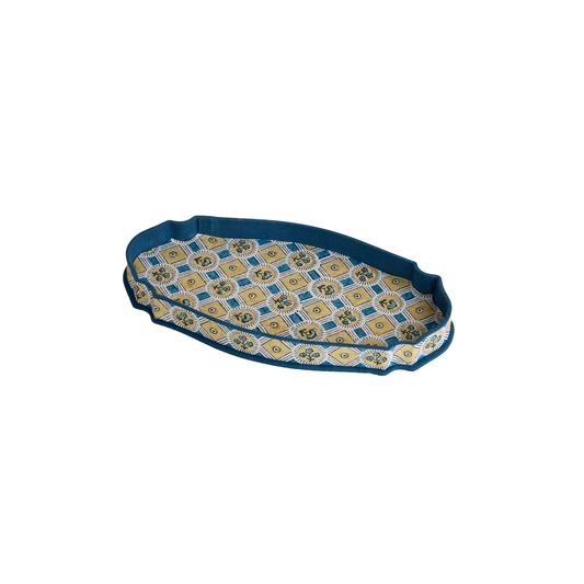 Blue Floral Block Print Paper and Fabric Tray Not specified