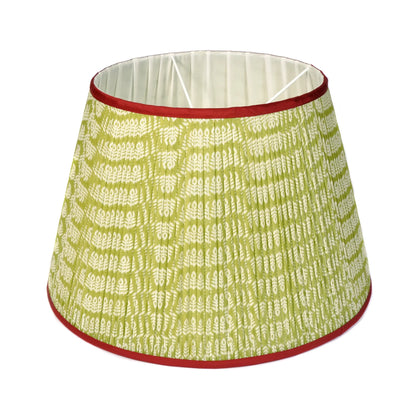 Green Pleated Lampshade with Red Trim 40cm Not specified