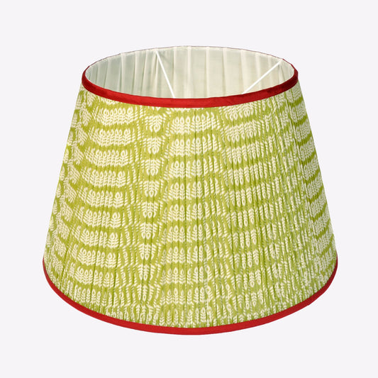 Green Pleated Lampshade with Red Trim Large Joanna Wood Shop