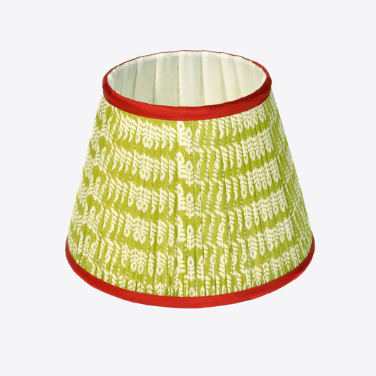 Green Pleated Lampshade with Red Trim Small Joanna Wood Shop
