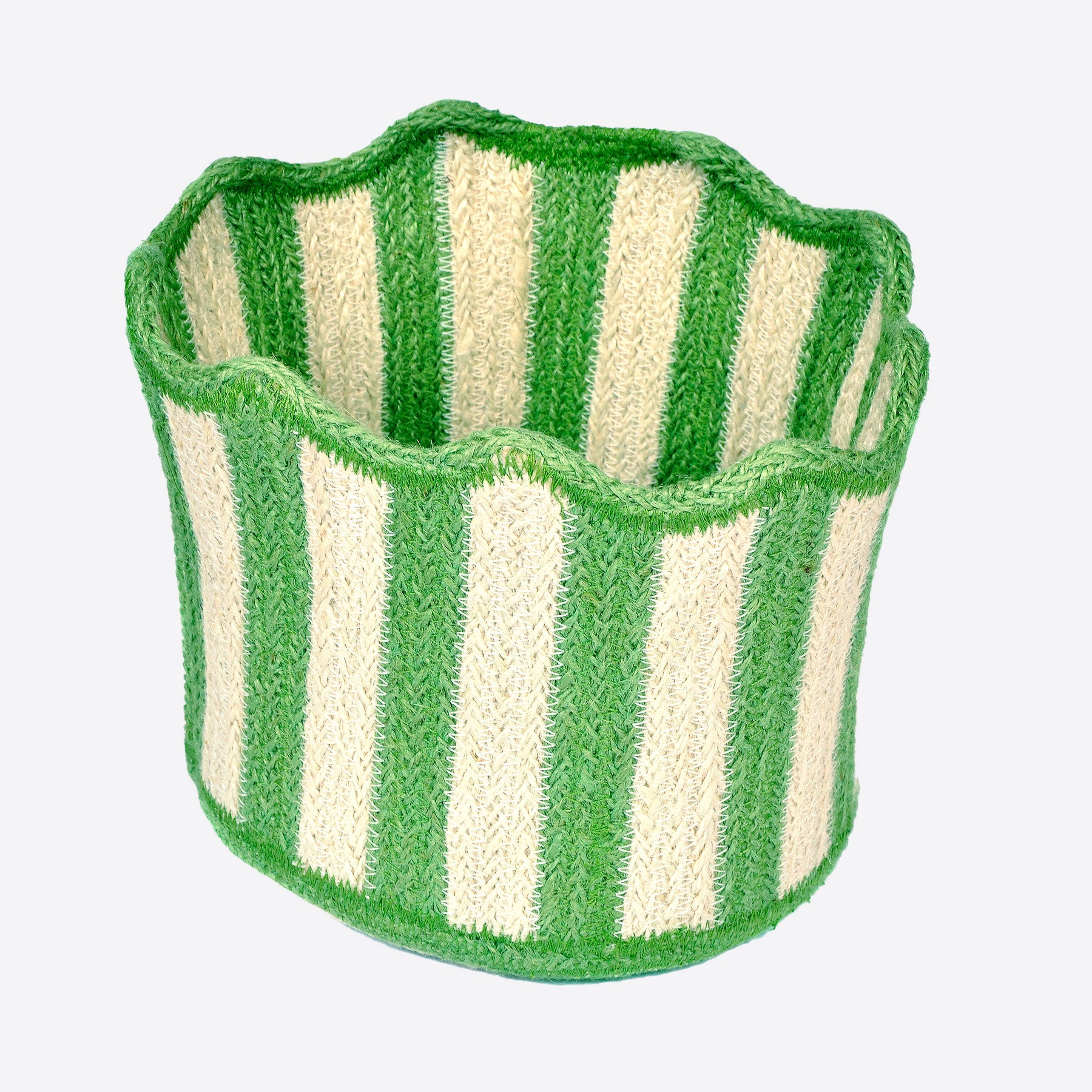 Green Striped Fluted Basket Joanna Wood Shop