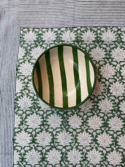 Green Striped Porcelain Bowl Not specified