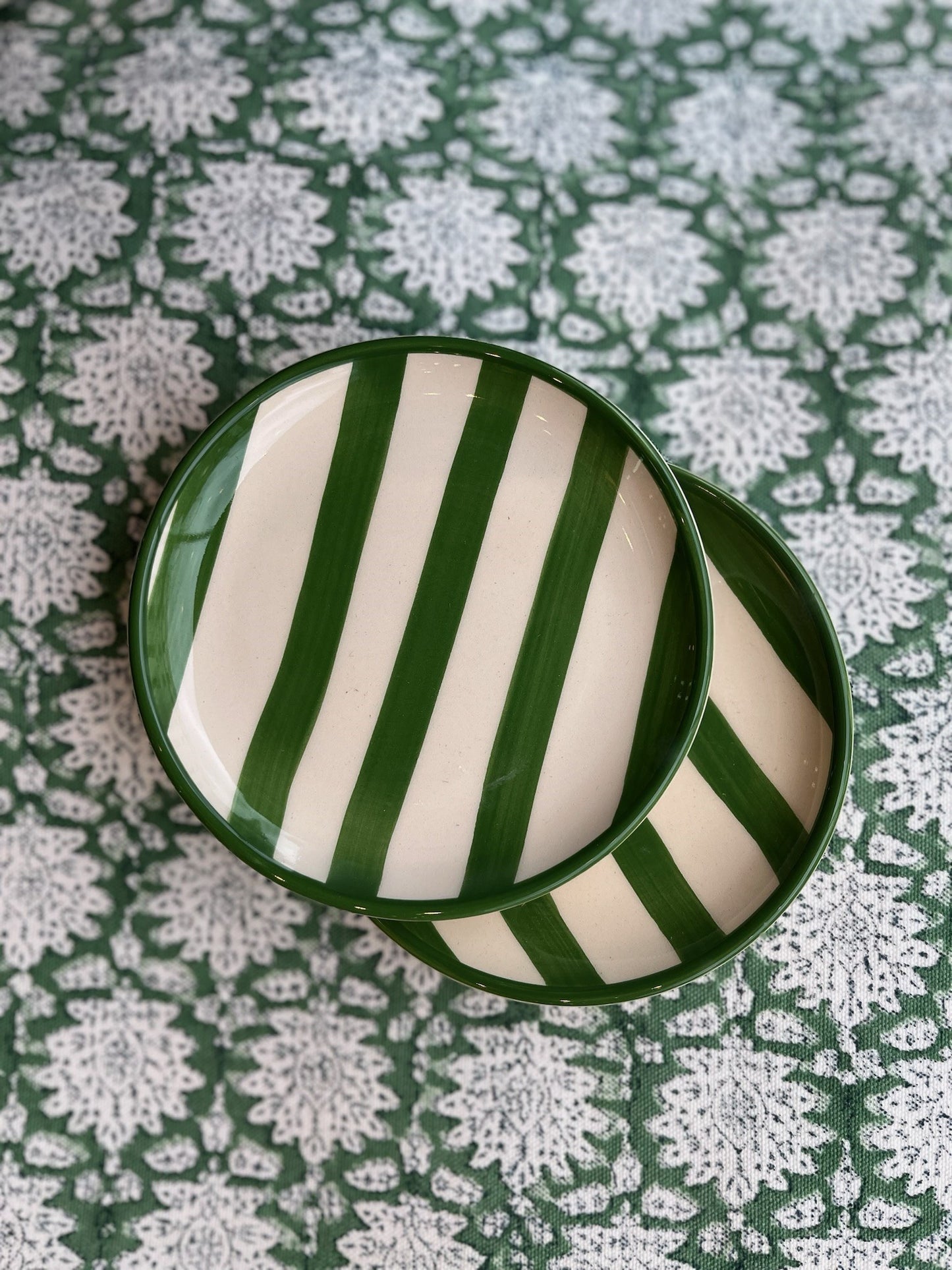 Green Striped Porcelain Mini Plate Not specified