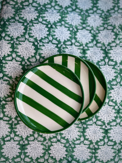 Green Striped Porcelain Mini Plate Not specified