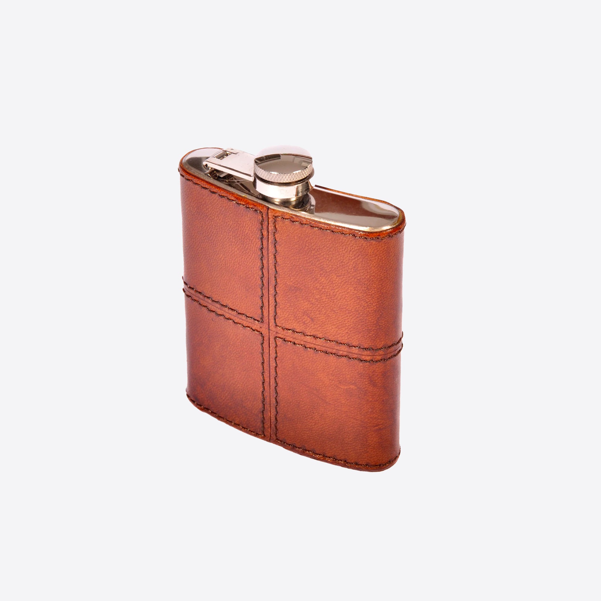 Traditional Leather Hip Flask with screw on lid Joanna Wood Shop