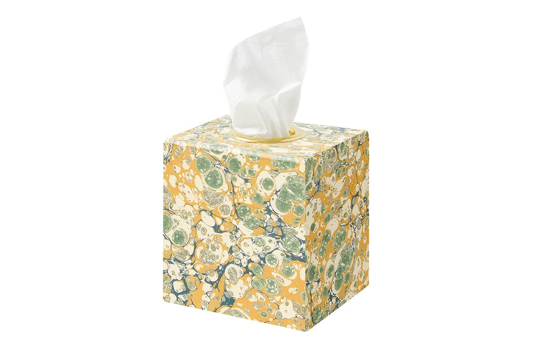 Mustard and Greys Marble Paper Tissue Box Cover Joanna Wood Shop