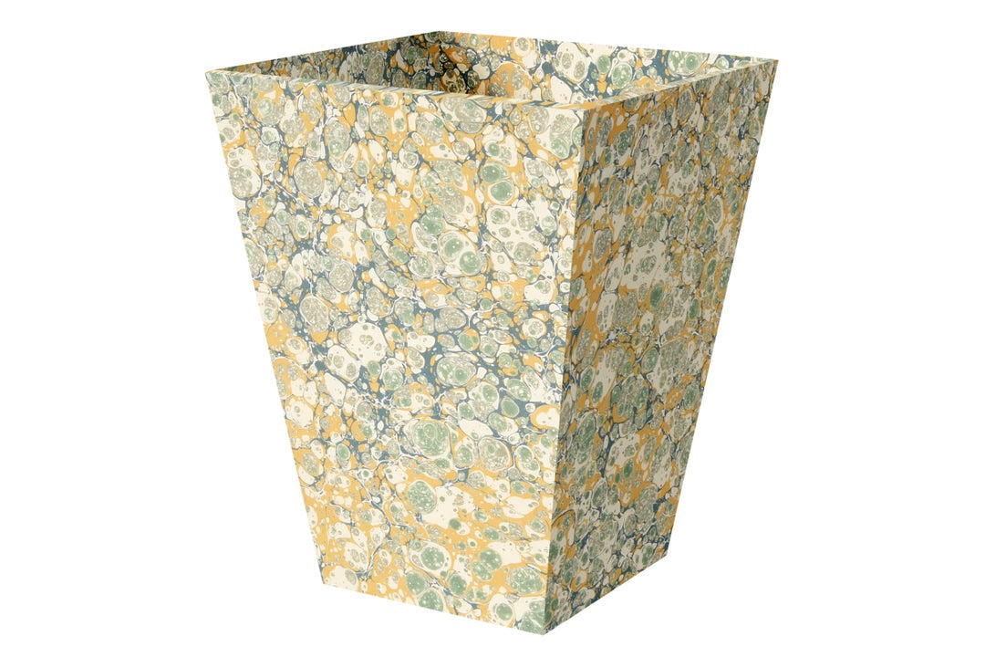 Mustard and Greys Marble Paper Waste Paper Basket Not specified
