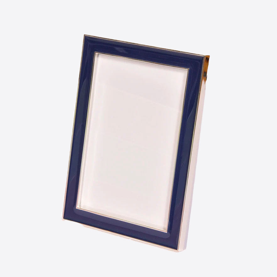 Navy Enamel Photo Frame with sliver edger 4 x 6 inches