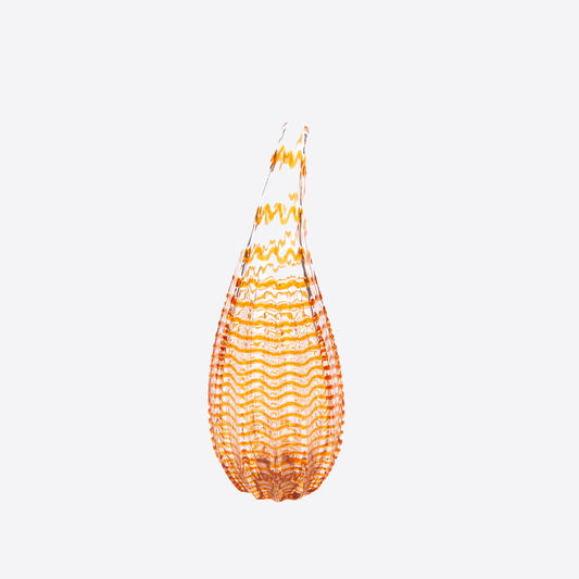 orange striped glass vase