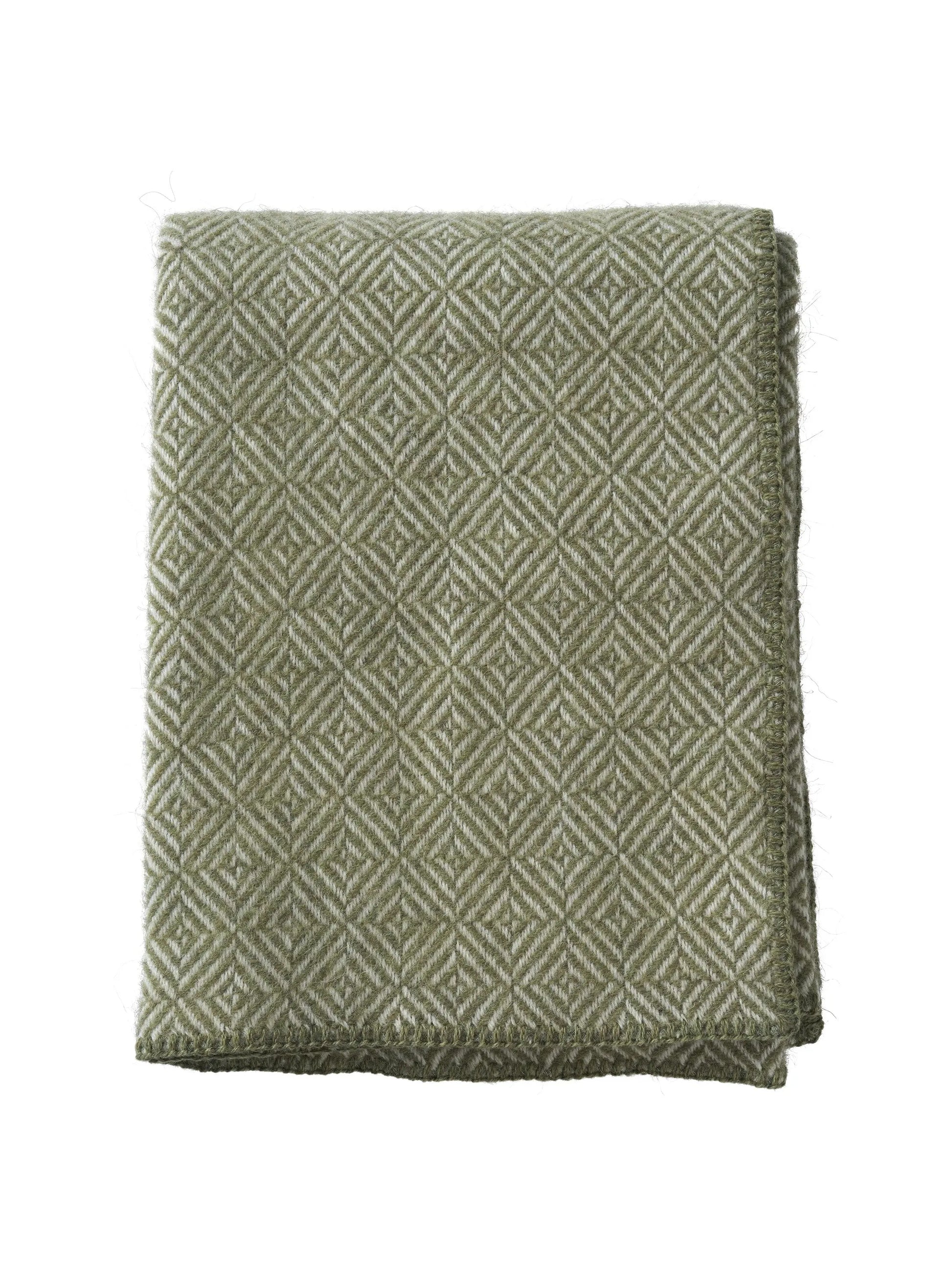 Olive Green Diamond Check Throw Not specified