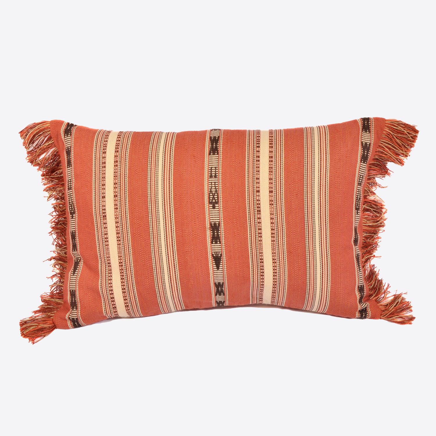 Rust Striped Heavy Linen Rectangle Cushion Not specified